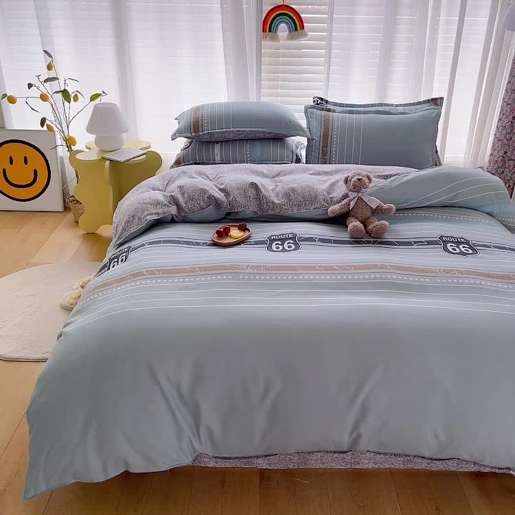 91家纺网 家纺一手货源 找家纺 赫然 130g生态长绒棉植物羊绒加厚斜纹磨毛四件套 艾尼亚