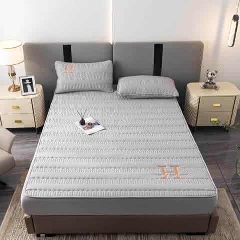 91家纺网 家纺一手货源 找家纺 鑫钰 2023年新款原棉大豆夹棉床笠直播爆款 雅致灰