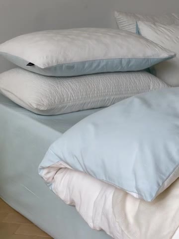 91家纺网 家纺一手货源 找家纺 梦享生活 2022新款40支华夫格提花四件套 盐白双拼