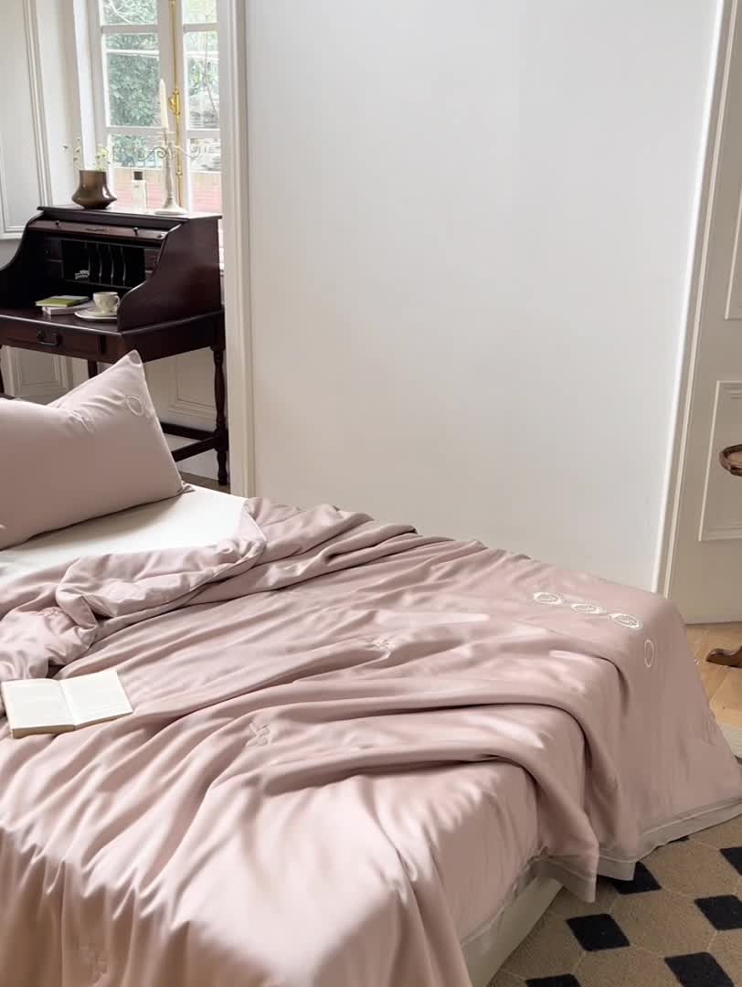 91家纺网 家纺一手货源 找家纺 汇庭 2022新款雅思兰夏凉被被子被芯 肉粉色