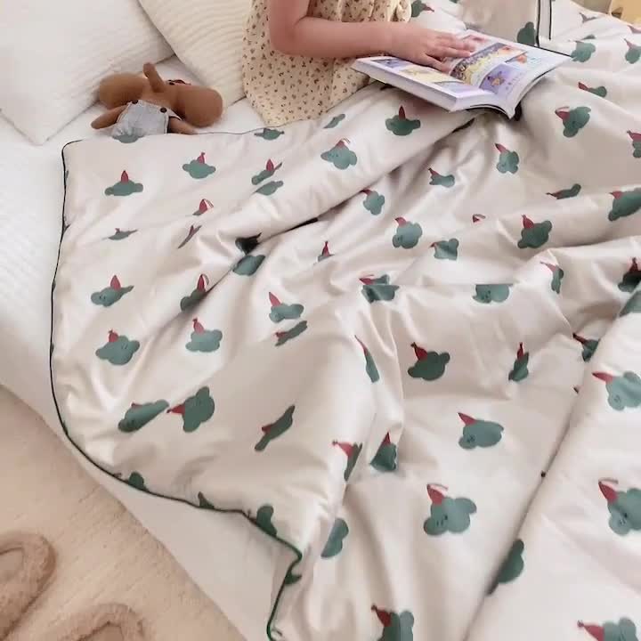 91家纺网 家纺一手货源 找家纺 汇庭 2022新款A类儿童印花大豆夏被被子被芯 哈伯