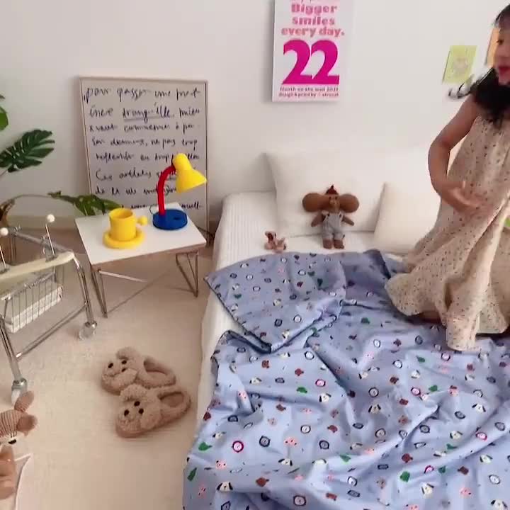 91家纺网 家纺一手货源 找家纺 汇庭 2022新款A类儿童印花大豆夏被被子被芯 小布丁