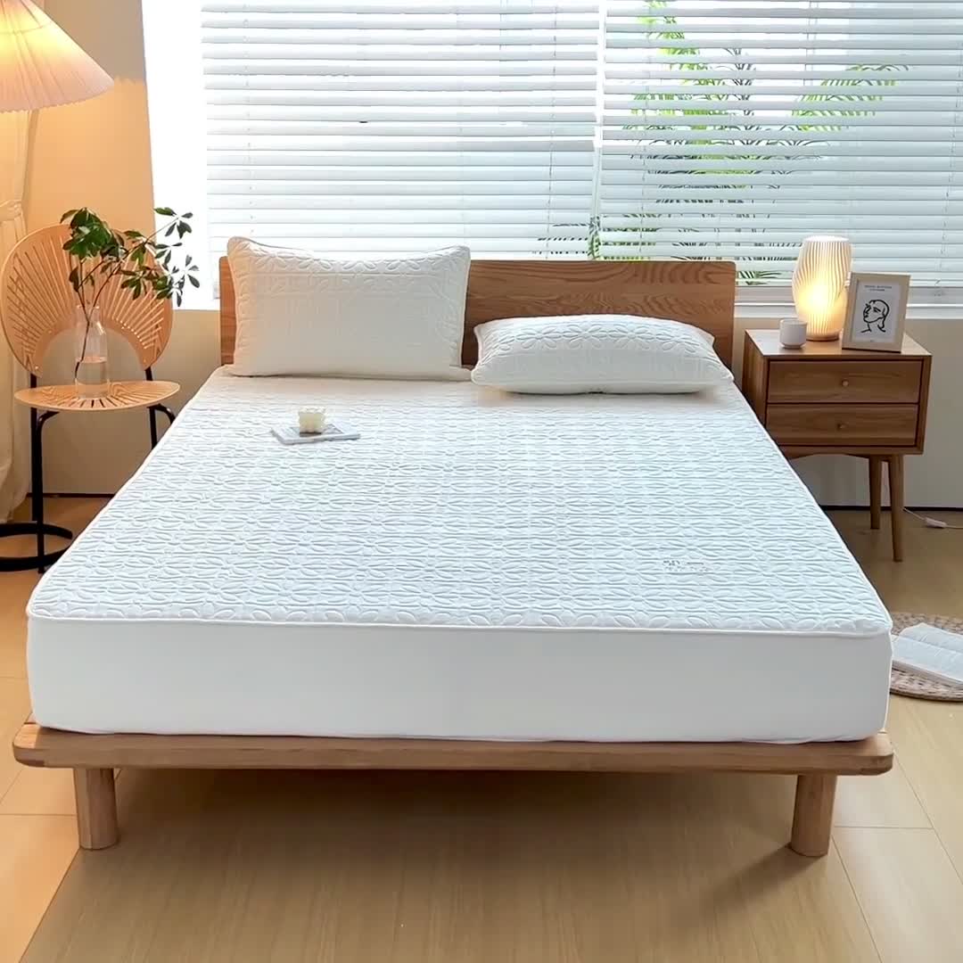 91家纺网 家纺一手货源 找家纺 给笠 2023新款原棉床笠 幸运格-米白