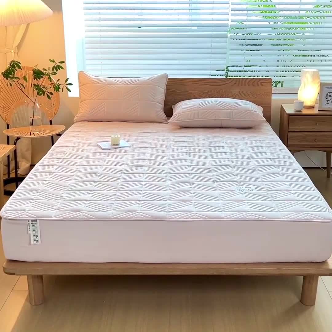 91家纺网 家纺一手货源 找家纺 给笠 2023新款原棉床笠 几何格-卡其