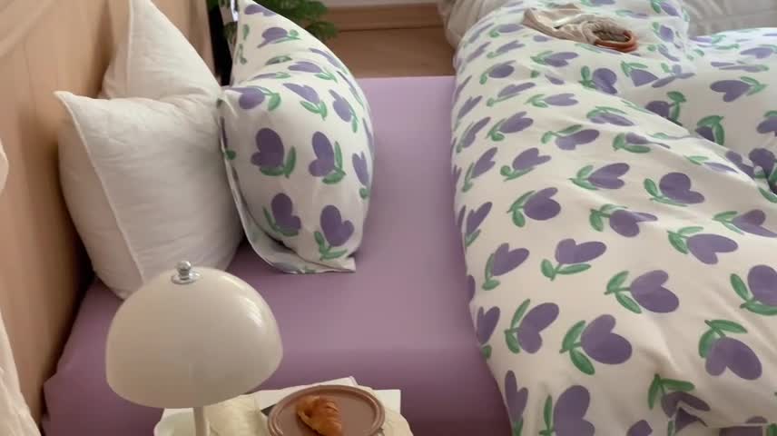 91家纺网 家纺一手货源 找家纺 黛馨 2025新款A类小清新双层纱四件套（实拍）郁金香