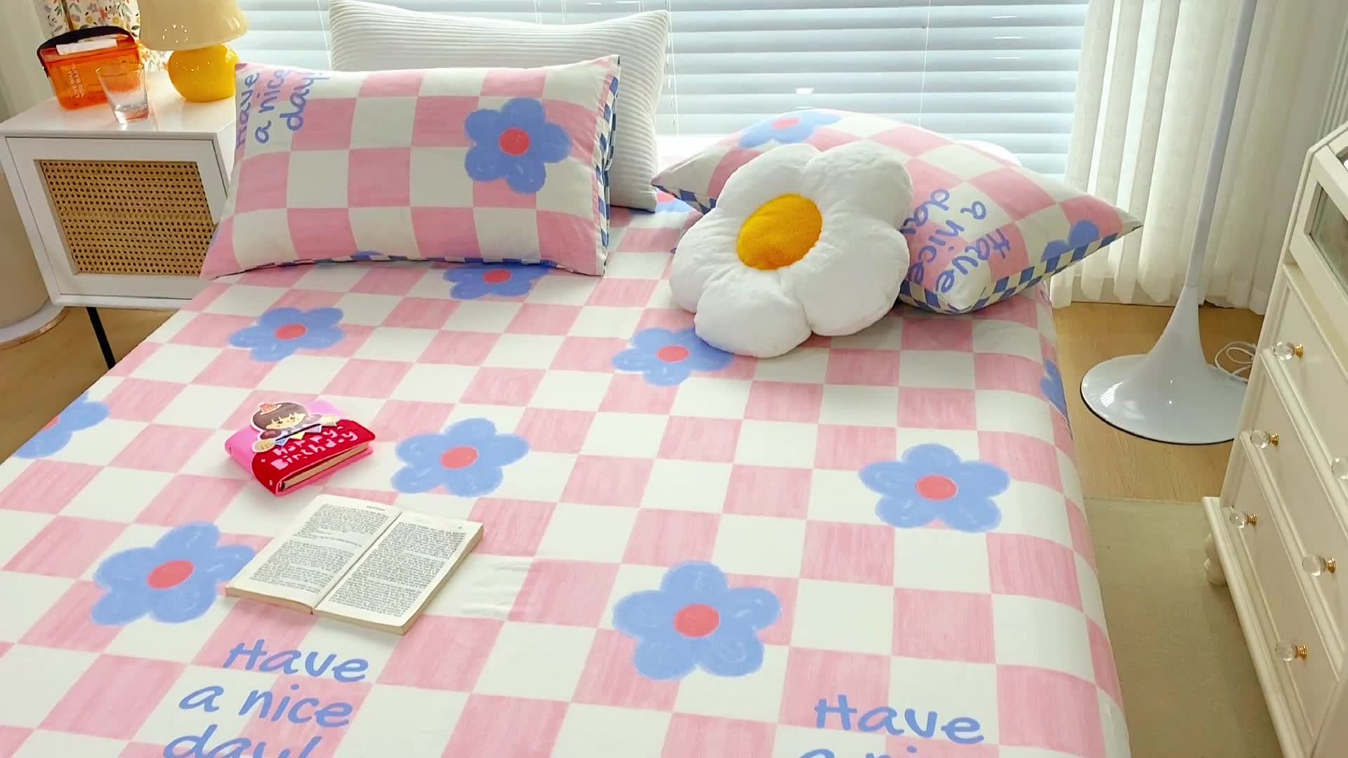 91家纺网 家纺一手货源 找家纺 金丝鸟 2022新款全棉床单单品 向阳花开