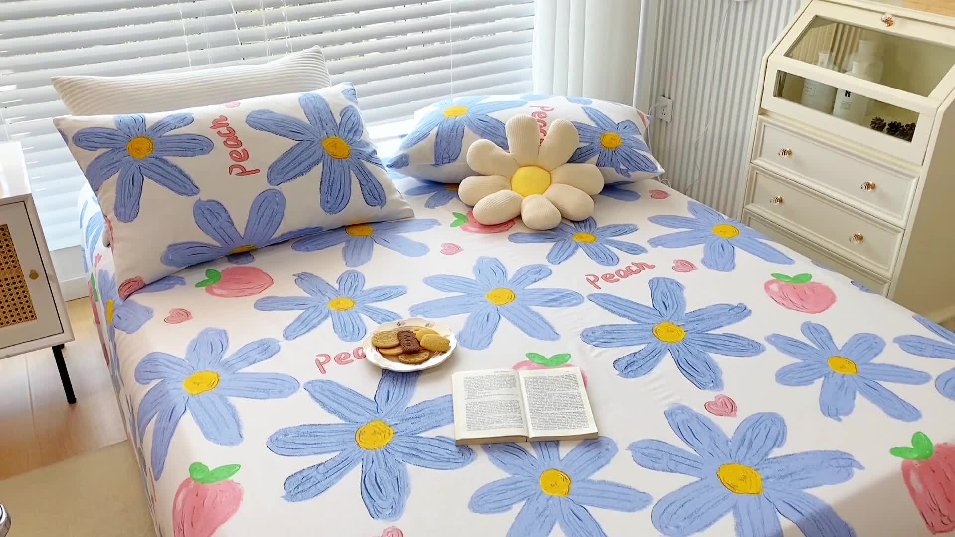 91家纺网 家纺一手货源 找家纺 金丝鸟 2022新款全棉床单单品 甜蜜兰