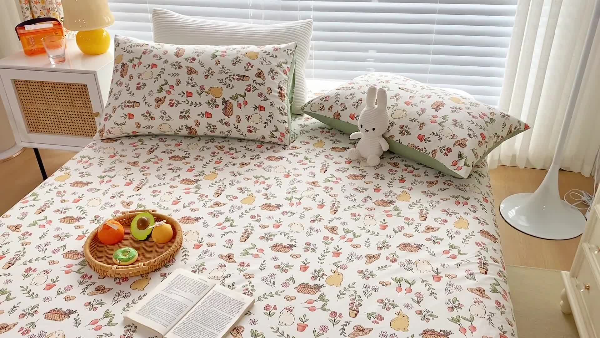 91家纺网 家纺一手货源 找家纺 金丝鸟 2022新款全棉床单单品 田园生活