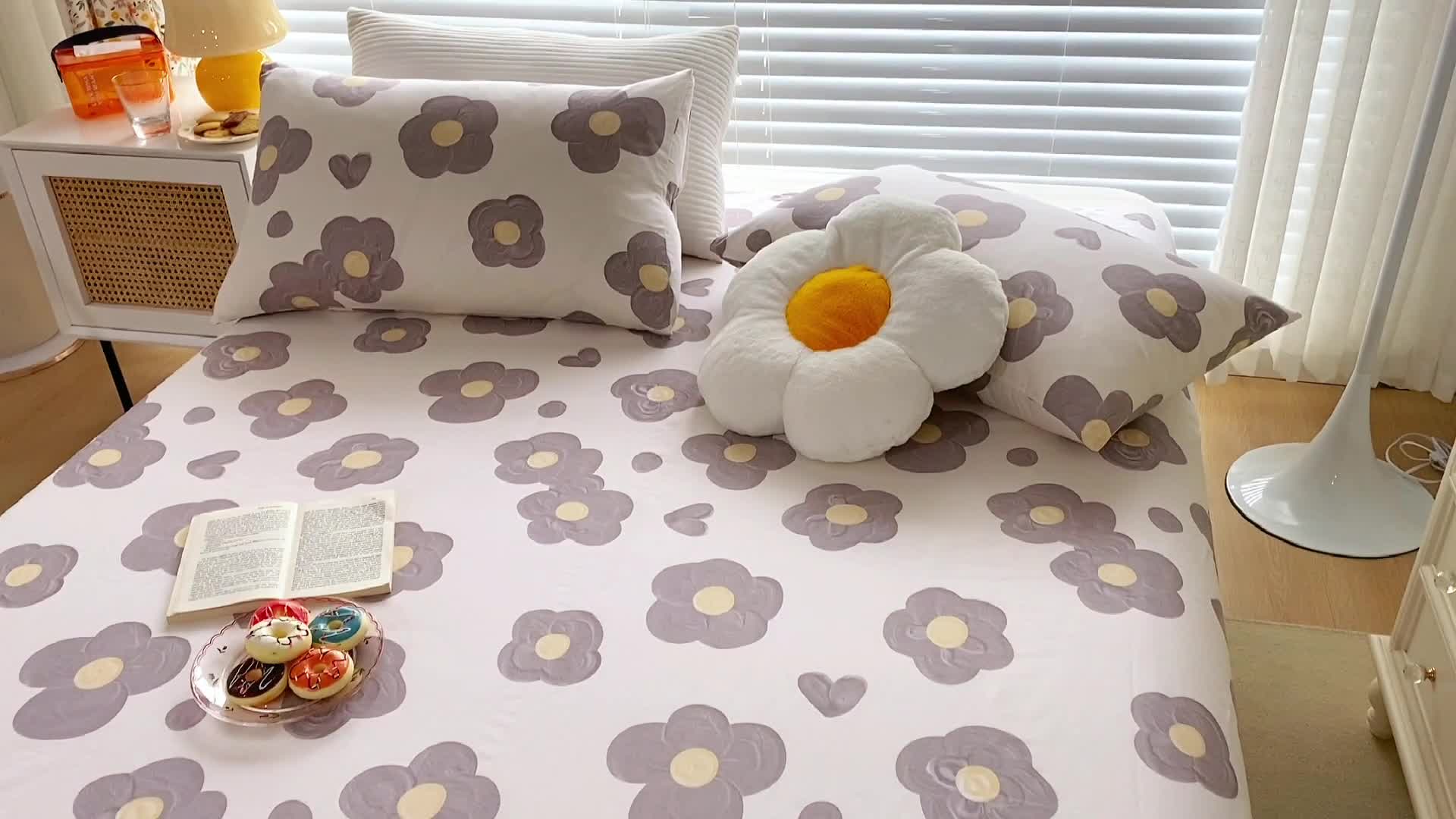 91家纺网 家纺一手货源 找家纺 金丝鸟 2022新款全棉床单单品 花蕊