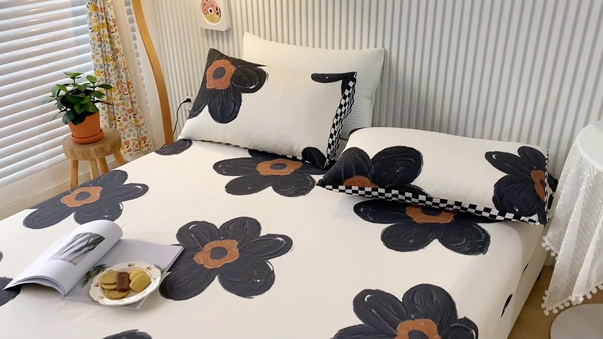 91家纺网 家纺一手货源 找家纺 金丝鸟 2022新款全棉床笠单品 暗影