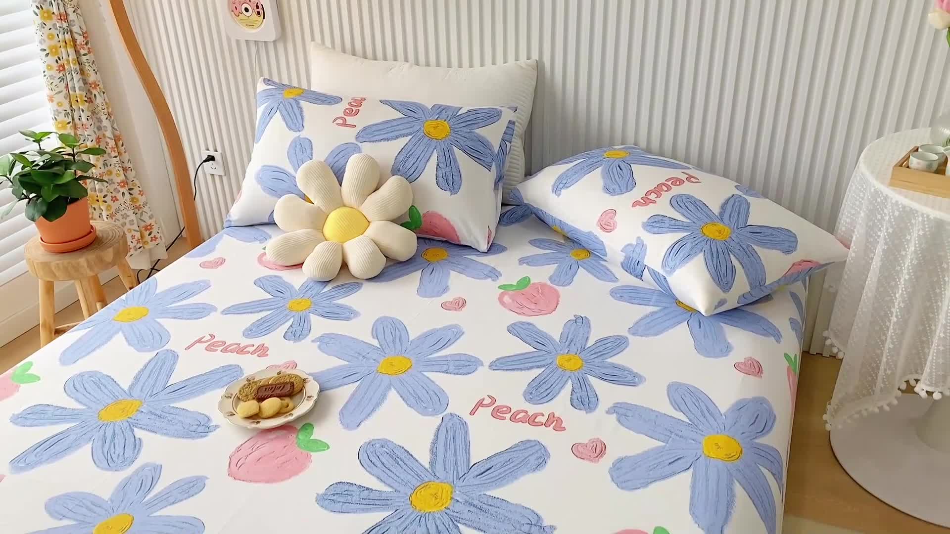 91家纺网 家纺一手货源 找家纺 金丝鸟 2022新款全棉床笠单品 甜蜜兰