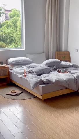 91家纺网 家纺一手货源 找家纺 安莱生活 2022新款染色原棉四件套 穷灰-大方格