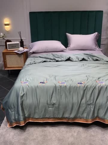 91家纺网 家纺一手货源 找家纺 汇庭 2021新款马德里系列纯色夏被 绿色