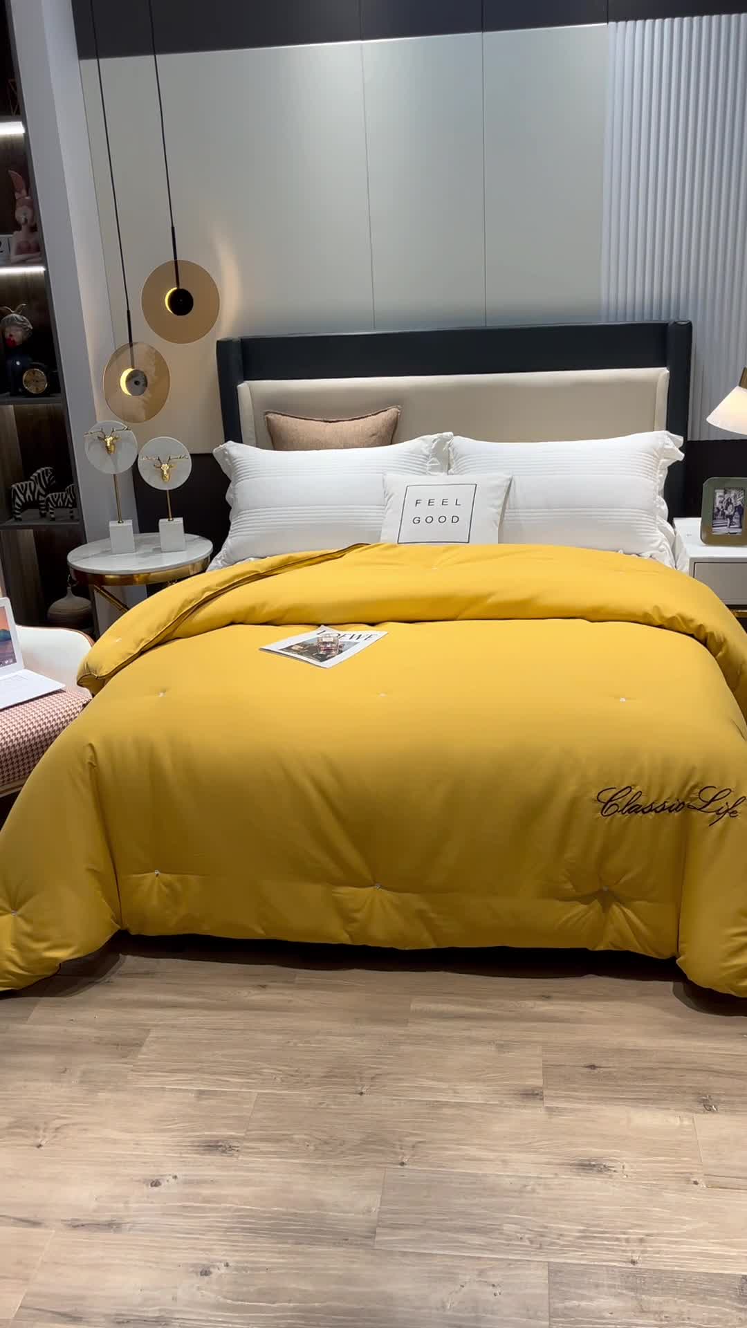 91家纺网 家纺一手货源 找家纺 洛卡棉蚕丝夏被纯手工被子被芯冬被春秋被夏被温馨黄