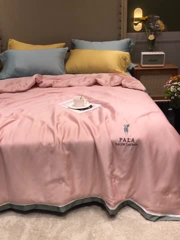 91家纺网 家纺一手货源 找家纺 汇庭 2020新款马德里夏被欧式-实拍图 粉色