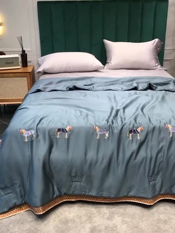 91家纺网 家纺一手货源 找家纺 汇庭  2020新款马德里夏被系列-实拍图 马德里蓝