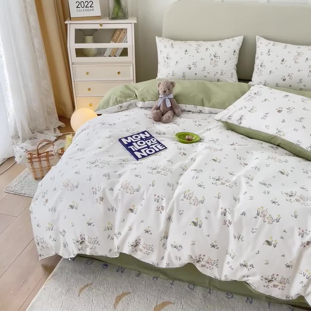 91家纺网 家纺一手货源 找家纺 麦伦 2022新款全棉40支斜纹印花单被套—ins小清新仙子