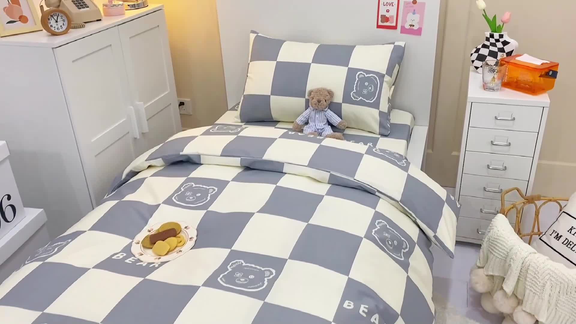 91家纺网 家纺一手货源 找家纺 金丝鸟 2022新款全棉斜纹13370三件套 无影熊