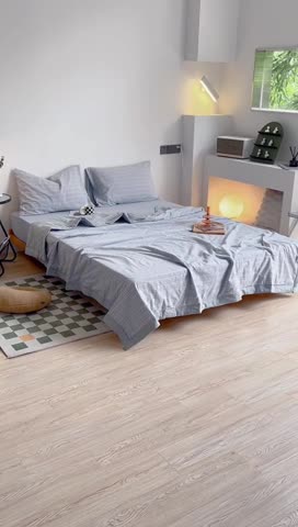 91家纺网 家纺一手货源 找家纺 安莱生活 2022新款水洗棉初恋格夏被夏被四件套 初恋浅蓝