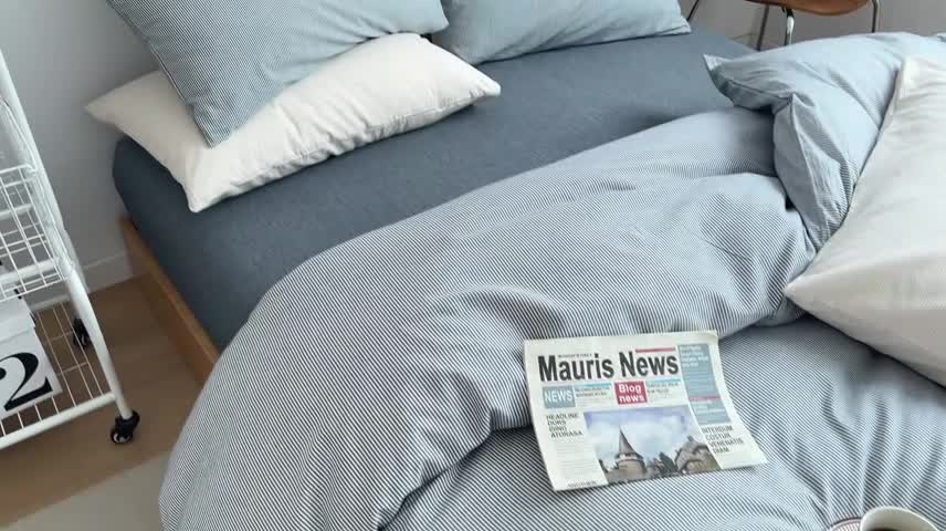 91家纺网 家纺一手货源 找家纺 梦享生活家居 2022新款条纹系列32色织水洗棉四件套灰细条