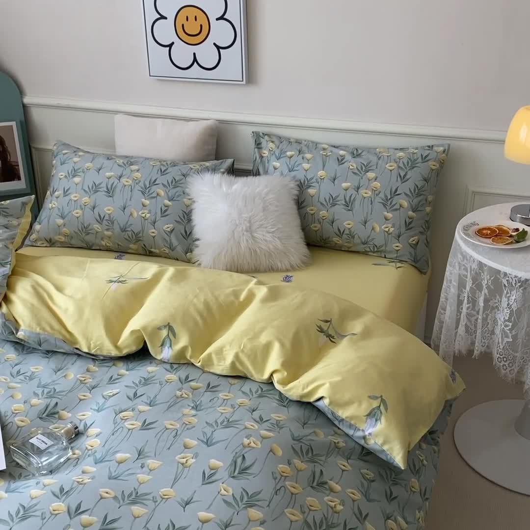 91家纺网 家纺一手货源 找家纺 一米阳光 2022新款13070斜纹纯棉喷漆春夏四件套 馨雅