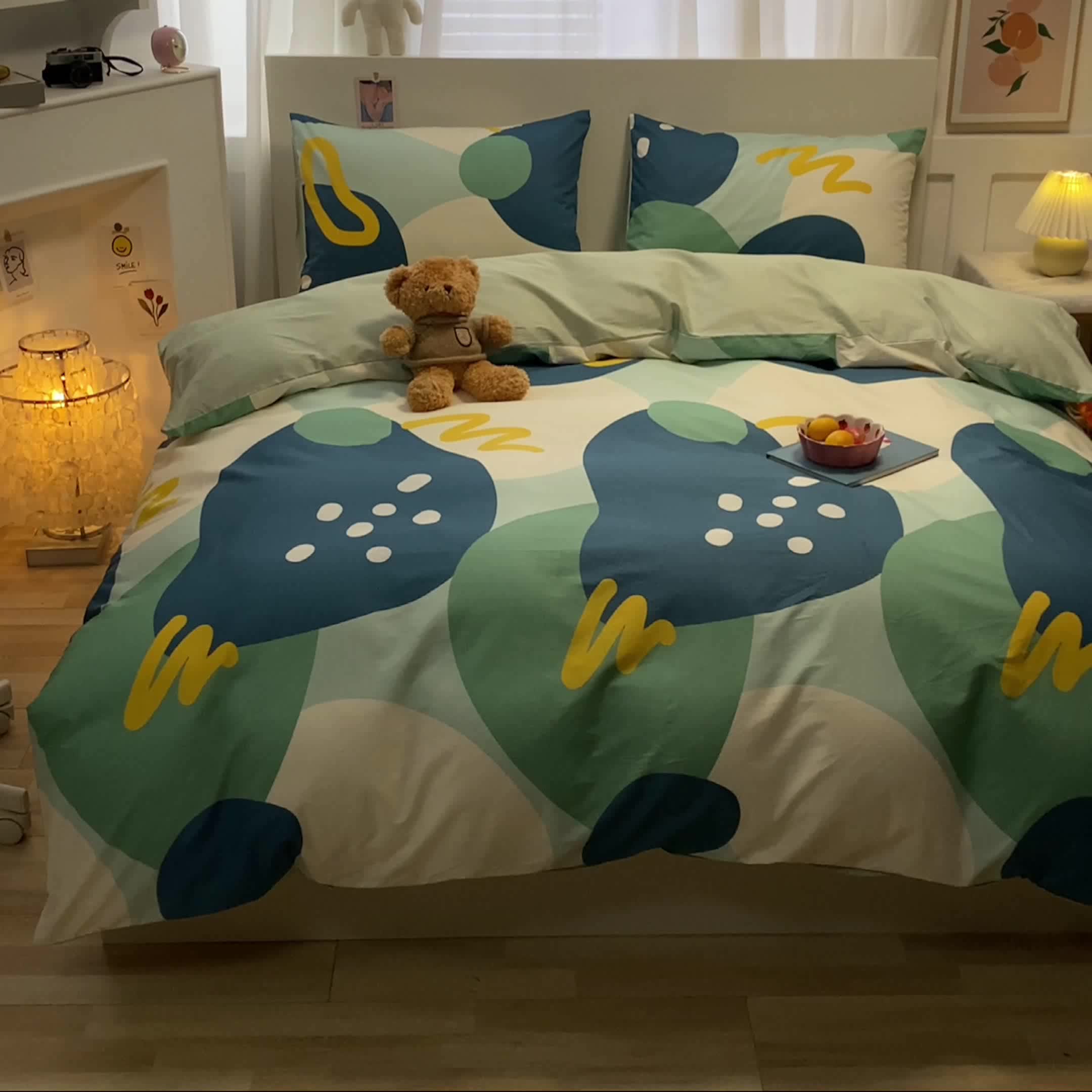 91家纺网 家纺一手货源 找家纺 吉象 2022新款全棉活性印花四件套-北欧风系列 悉尼-绿