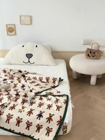 91家纺网 家纺一手货源 找家纺 汇庭 2022新款60sA类长绒棉大豆夏被 姜饼人白