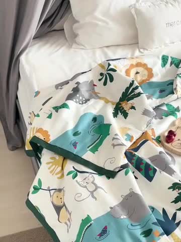 91家纺网 家纺一手货源 找家纺 汇庭 2022新款60sA类长绒棉大豆夏被 快乐森林