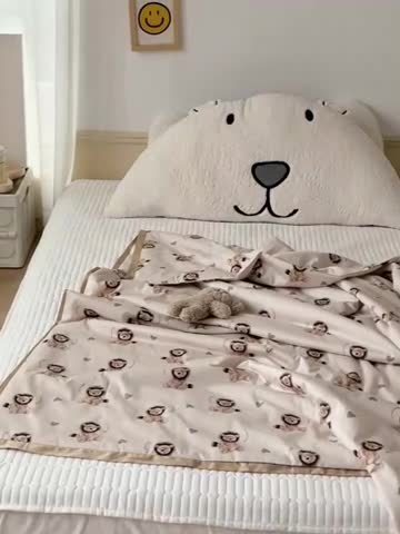 91家纺网 家纺一手货源 找家纺 汇庭 2022新款60sA类长绒棉大豆夏被 萌萌狮