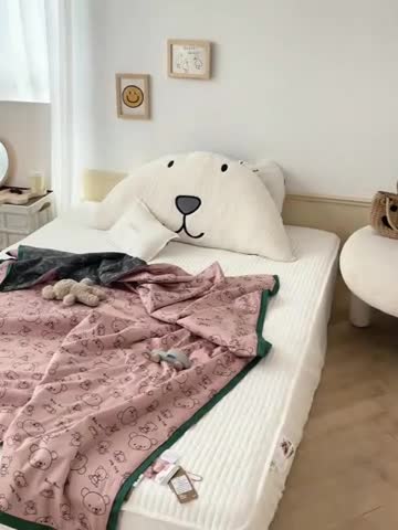 91家纺网 家纺一手货源 找家纺 汇庭 2022新款60sA类长绒棉大豆夏被 趴趴熊