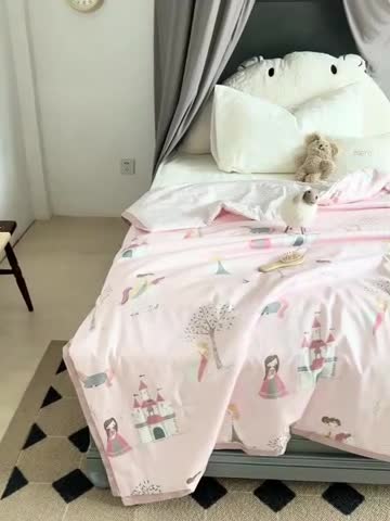 91家纺网 家纺一手货源 找家纺 汇庭 2022新款60sA类长绒棉大豆夏被 小公主