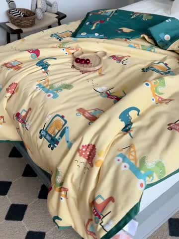 91家纺网 家纺一手货源 找家纺 汇庭 2022新款60sA类长绒棉大豆夏被 小卡车