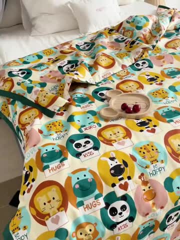 91家纺网 家纺一手货源 找家纺 汇庭 2022新款60sA类长绒棉大豆夏被 熊猫