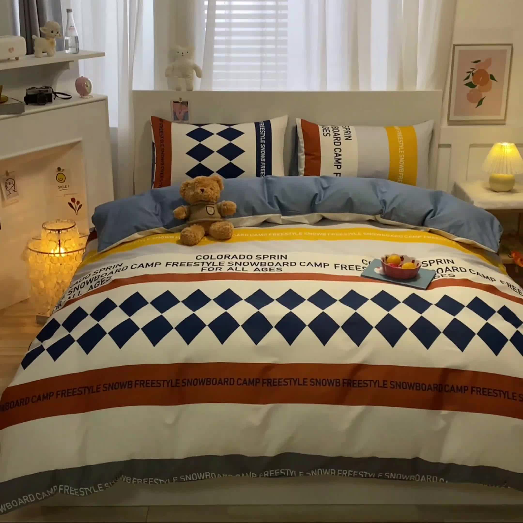 91家纺网 家纺一手货源 找家纺 吉象 2022新款全棉活性印花四件套-北欧风系列 马里奥