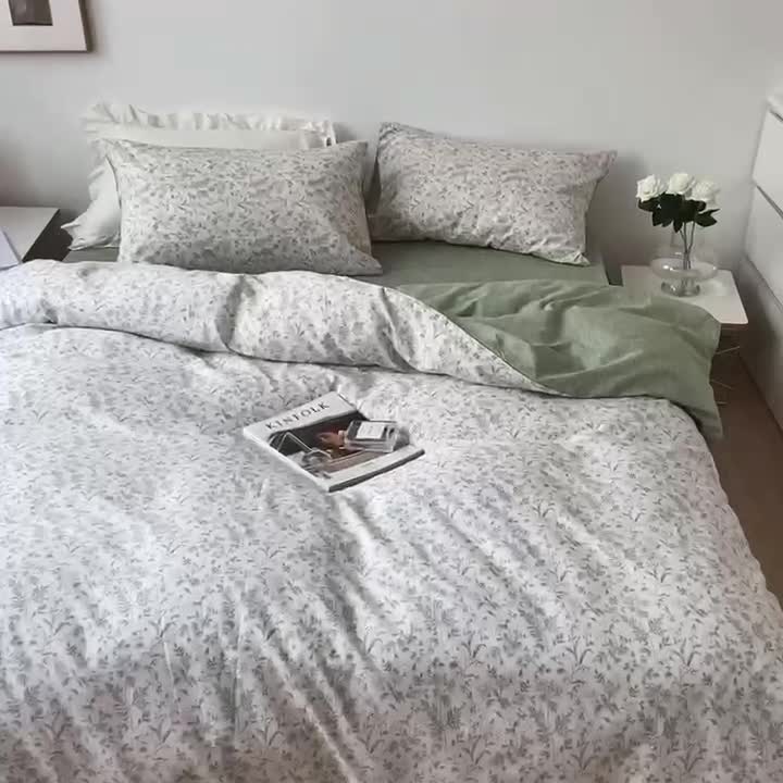 91家纺网 家纺一手货源 找家纺 梦家居 2022新款小清新系列全棉四件套 茶艺