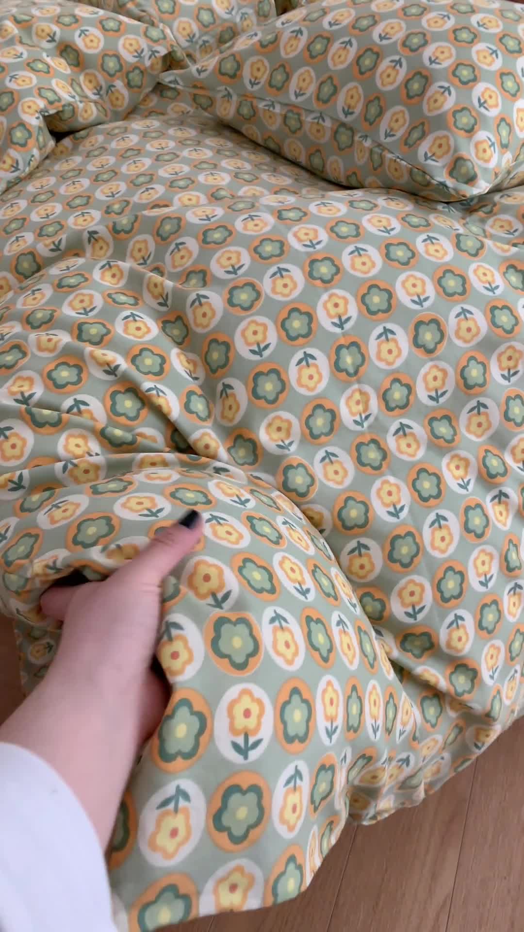 91家纺网 家纺一手货源 找家纺 金丝鸟 2022新款全棉双层纱四件套 朵美