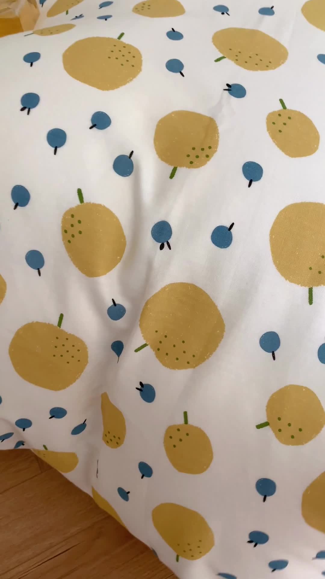 91家纺网 家纺一手货源 找家纺 金丝鸟 2022新款全棉双层纱四件套 鸭梨呀