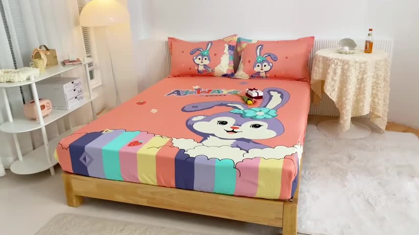 91家纺网 家纺一手货源 找家纺 金爱家 2023新款全棉大版单品 小兔子