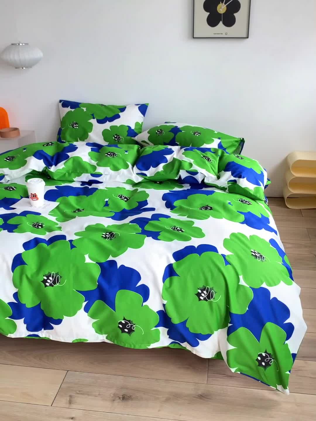 91家纺网 家纺一手货源 找家纺 怡家居 2022新款全棉印花四件套第七批 绿日长夏