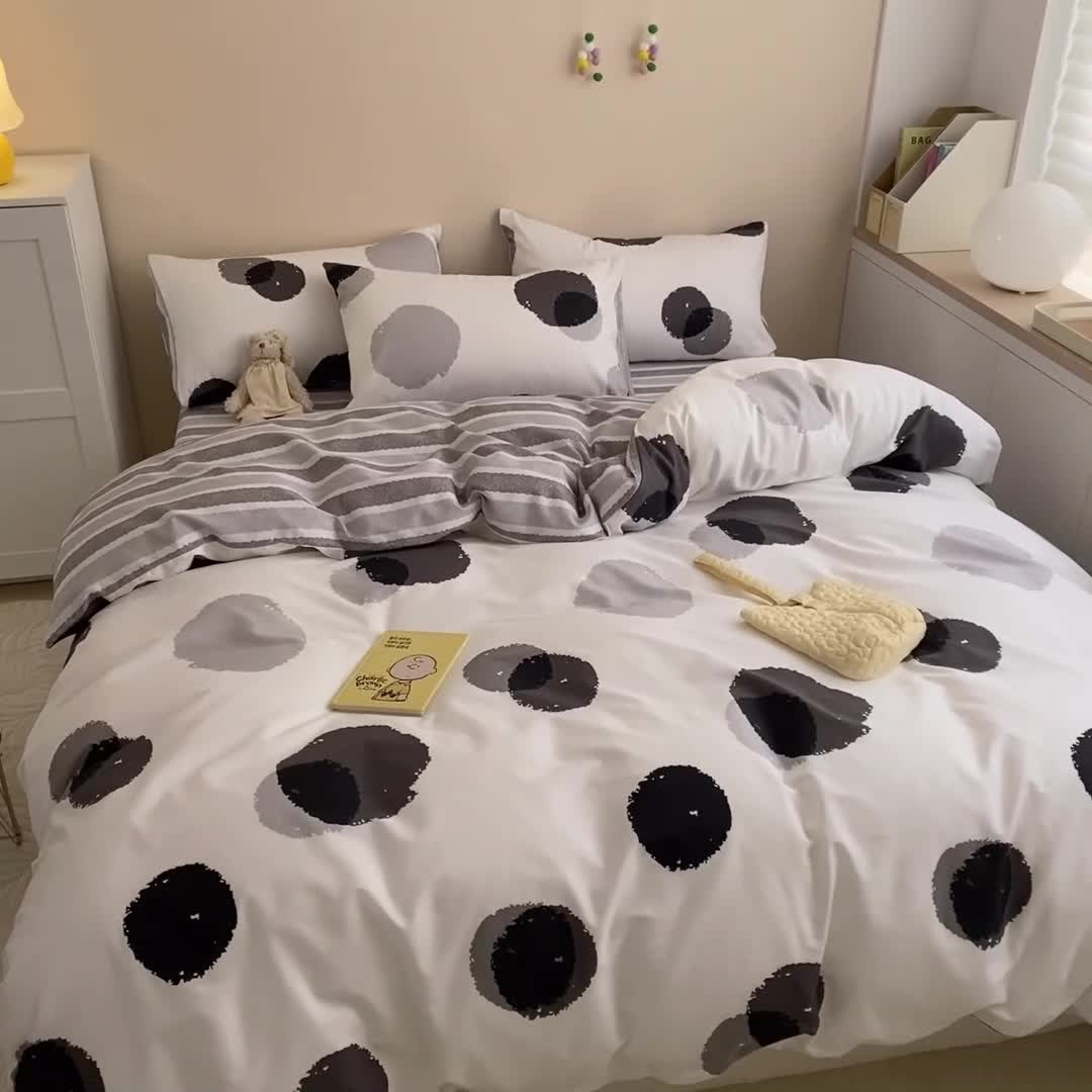 91家纺网 家纺一手货源 找家纺 金丝鸟家纺 2022新款全棉四件套 气泡灰