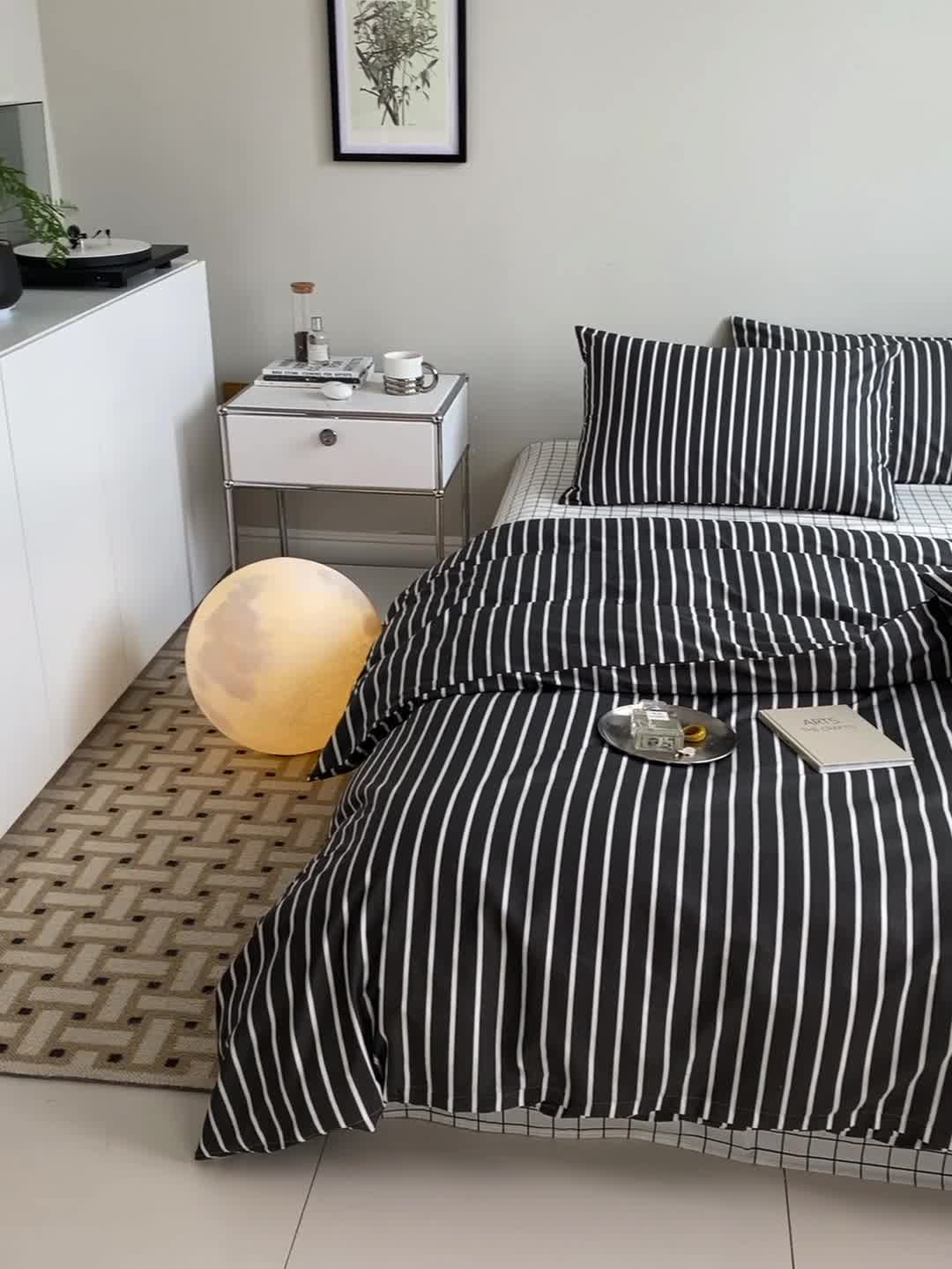 91家纺网 家纺一手货源 找家纺 艾沁 2022新款全棉简约风四件套 奥利奥