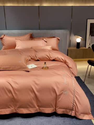 91家纺网 家纺一手货源 找家纺 初拾 2022新款100支澳棉极简轻奢洛伊系列四件套-场景一 洛伊-流沙橙