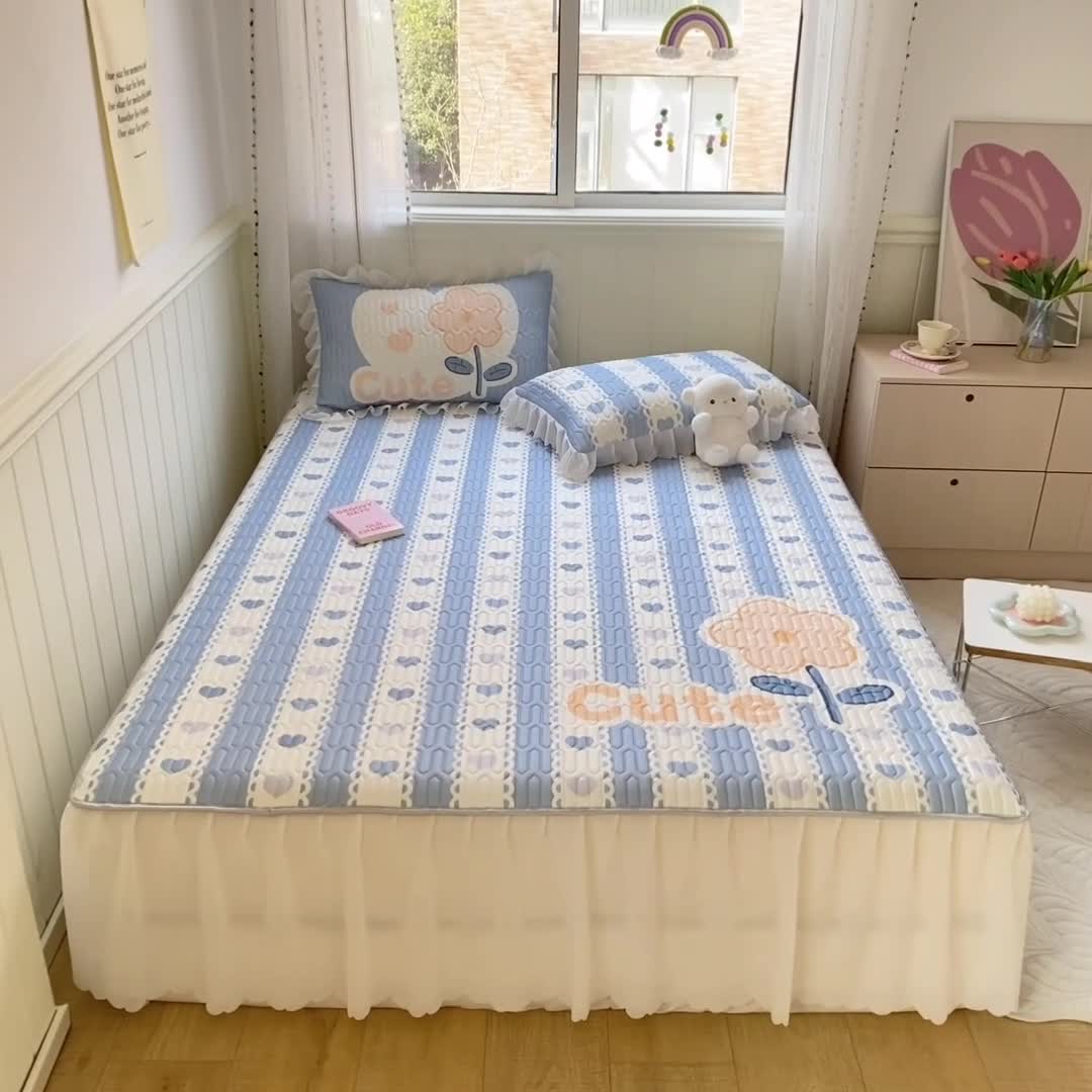 91家纺网 家纺一手货源 找家纺 顾里 2022新款ins韩系仙女温柔床裙系列席 爱心花花