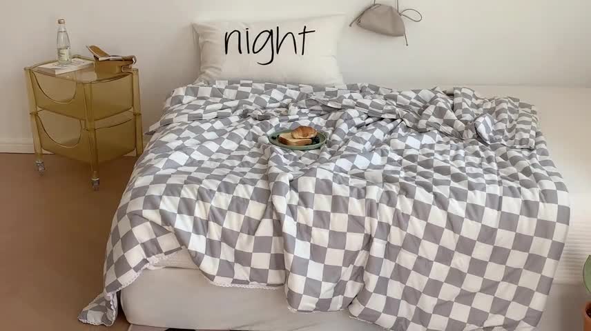 91家纺网 家纺一手货源 找家纺 顾里家纺 2022新款牛奶针织棉夏被-韩式场景 香香灰