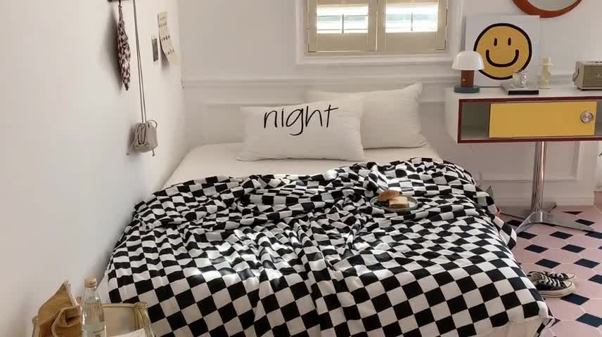 91家纺网 家纺一手货源 找家纺 顾里家纺 2022新款牛奶针织棉夏被-韩式场景 经典黑