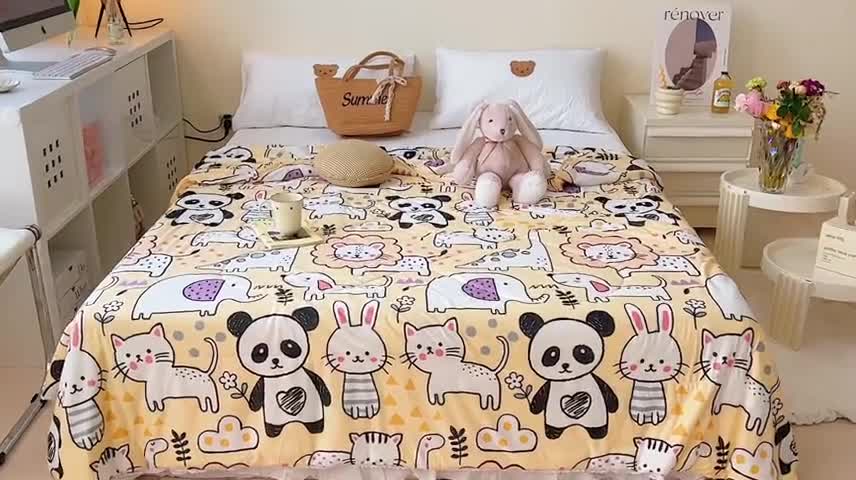 91家纺网 家纺一手货源 找家纺 顾里家纺 2022新款牛奶针织棉夏被-实拍 动物世界