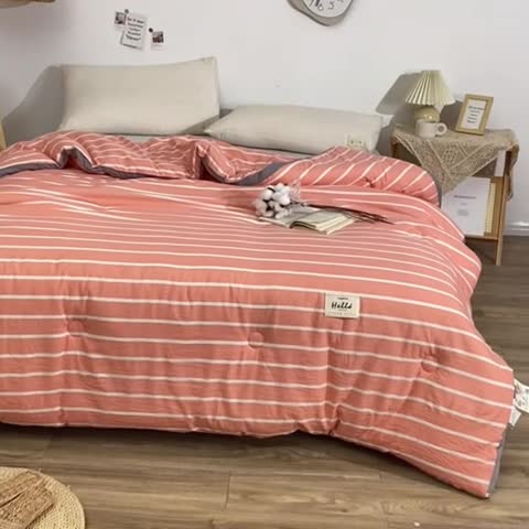 91家纺网 家纺一手货源 找家纺 森林人 2022新款A类水洗棉立体大豆被-印花 条纹-玉