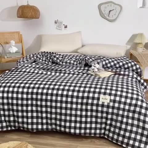 91家纺网 家纺一手货源 找家纺 森林人 2022新款A类水洗棉立体大豆被-印花 灰中格