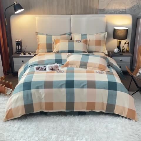 91家纺网 家纺一手货源 找家纺 金纱玉纺 2022新款印花加厚磨毛四件套 芝华士-绿