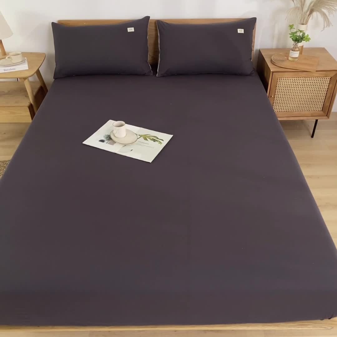 91家纺网 家纺一手货源 找家纺 蓝巢 2022新款全棉色织水洗棉单床笠 深灰